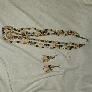 India Jewelry Multicolor Beaded Necklace and Earring Set
